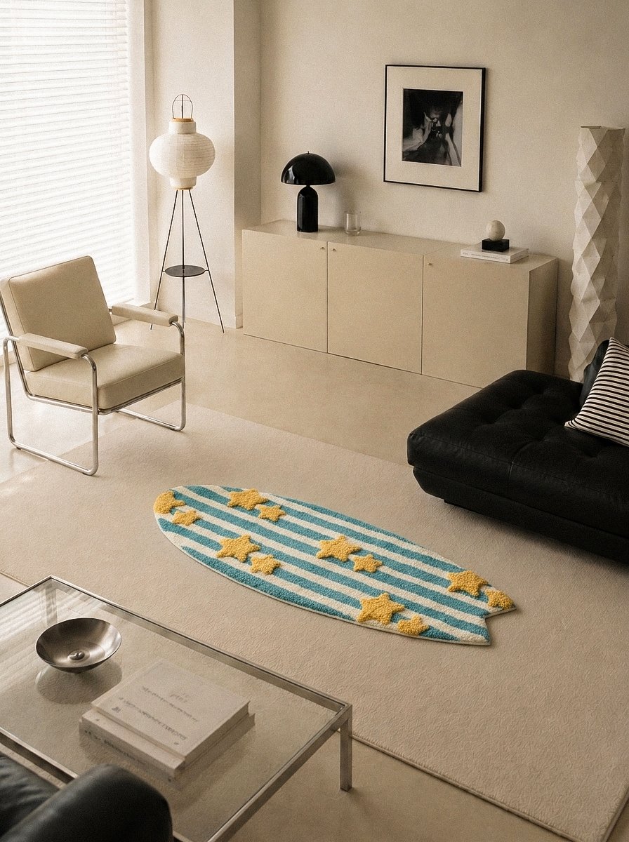 Aster Surfboard Rug - styled view