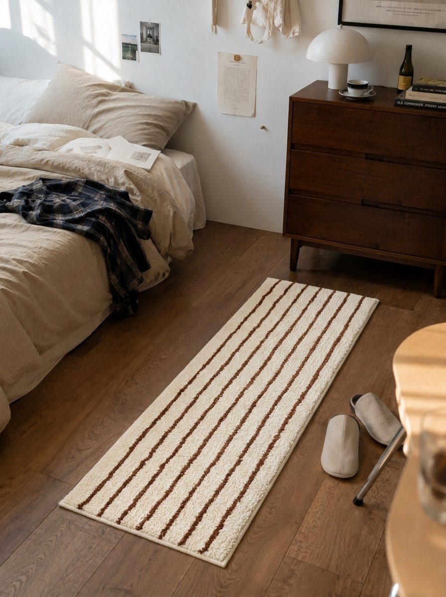 Voidline Striped Tufted Rug - styled view
