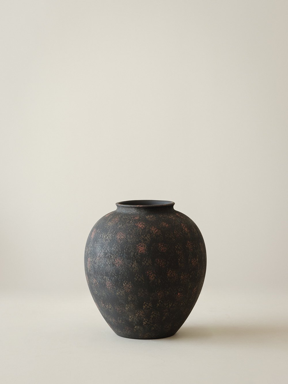 Smoky Black Rounded Ceramic Vase - Small