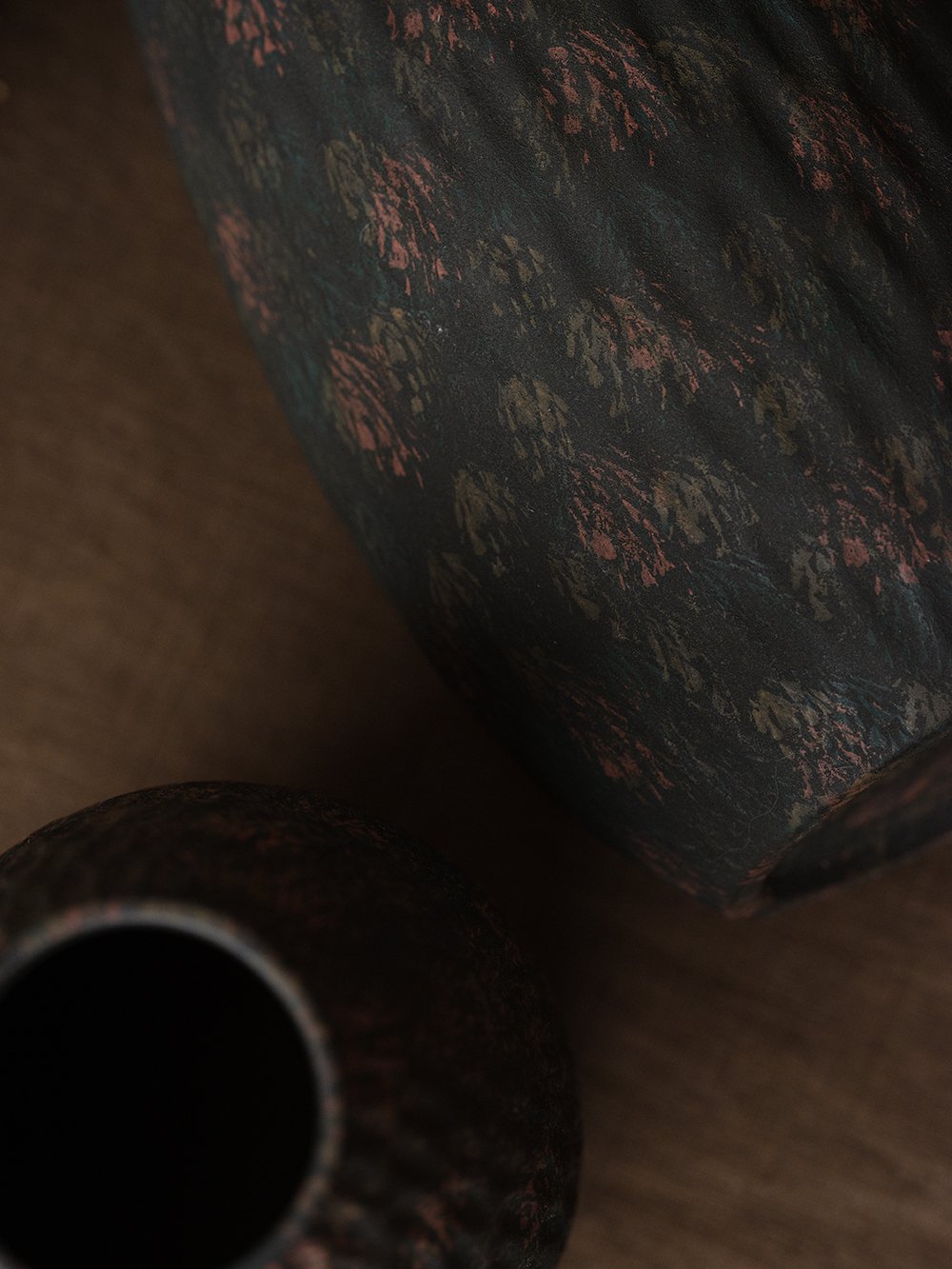 Smoky Black Droplet-Textured Ceramic Vase - view 2
