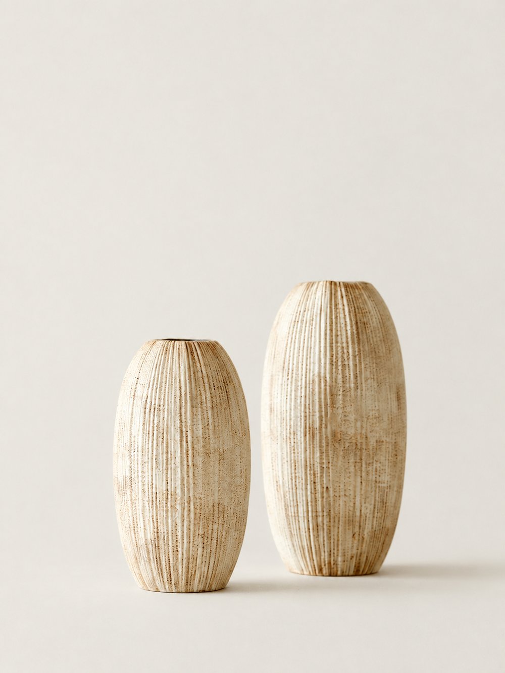 Stone Ribbed Ceramic Vase - view 1