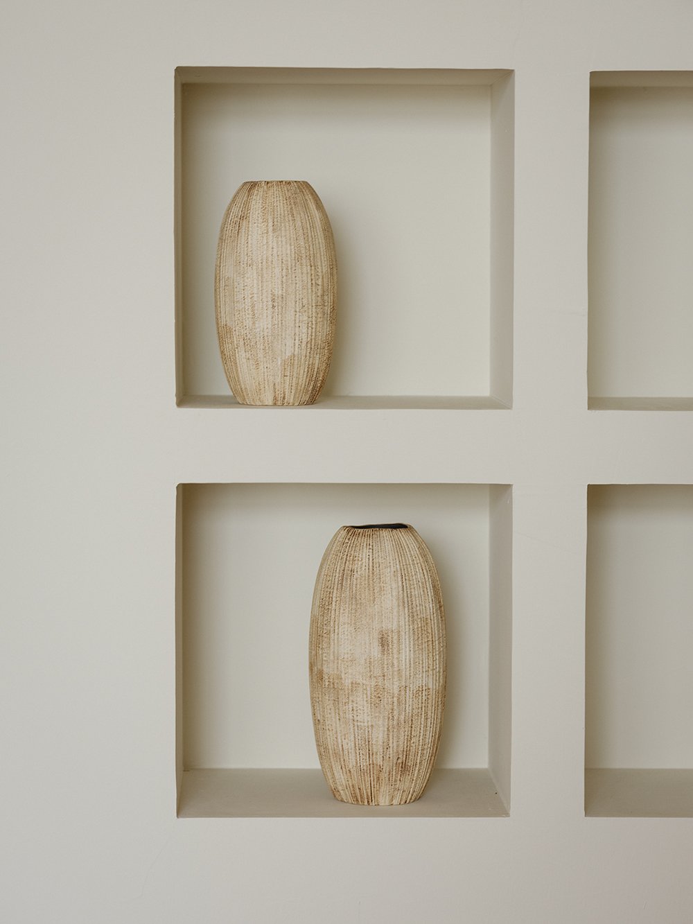 Stone Ribbed Ceramic Vase - view 3