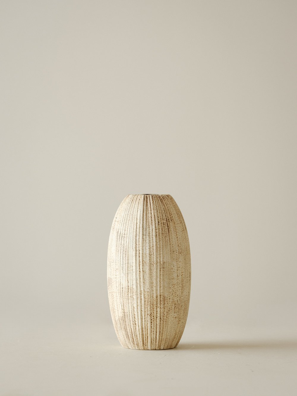 Stone Ribbed Ceramic Vase - Small