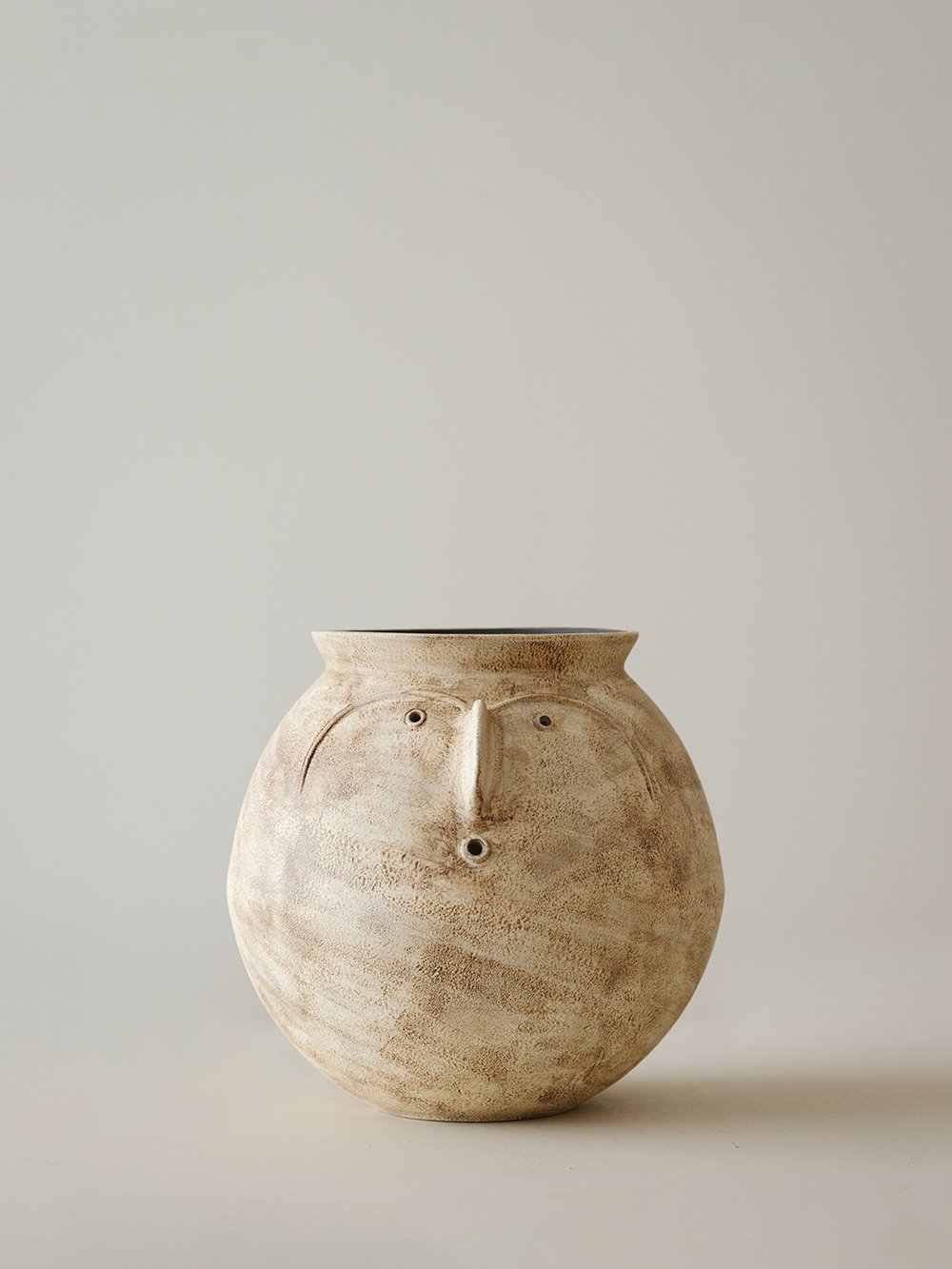 Sculptural Face Ceramic Vase - Stone