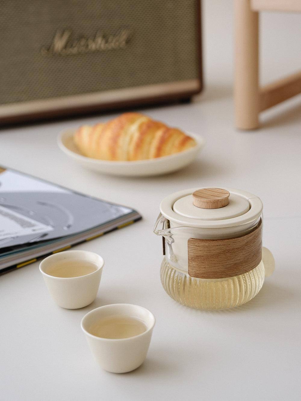 Glass Teapot Set with Infuser (Crème) - WENSHUO