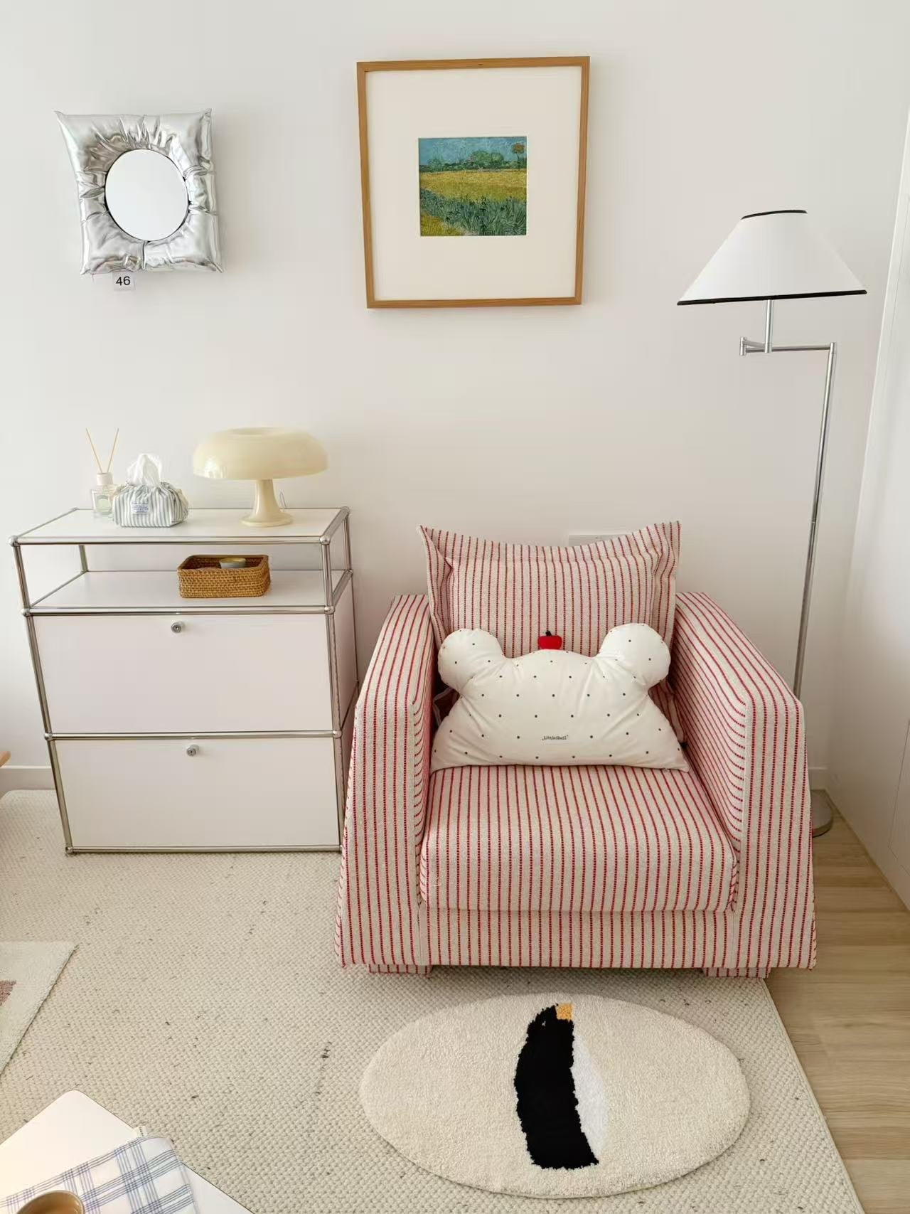 French Mushroom Vase Beside a Penguin Rug