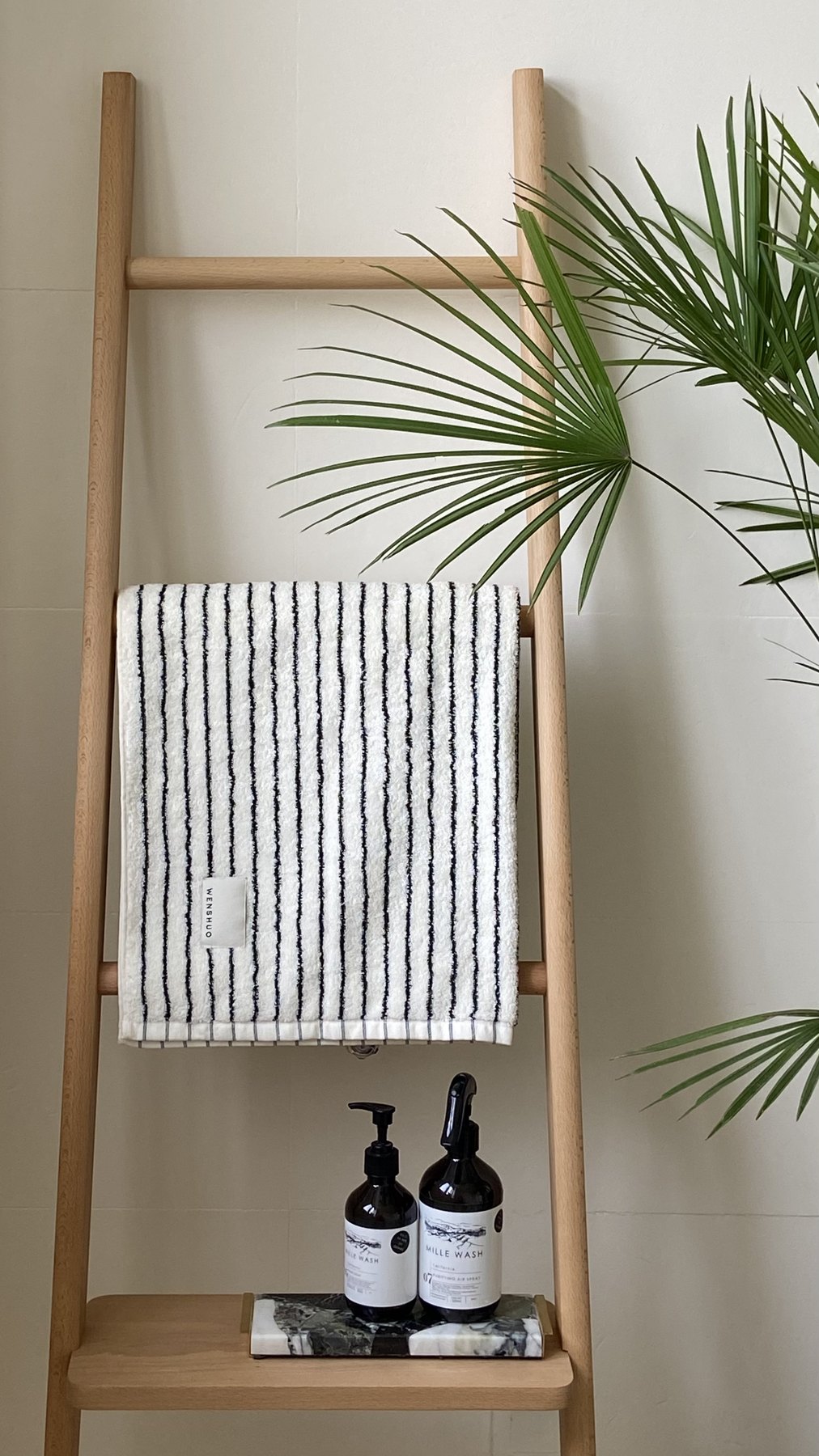Striped Cotton Towel for a Low Everyday Surface