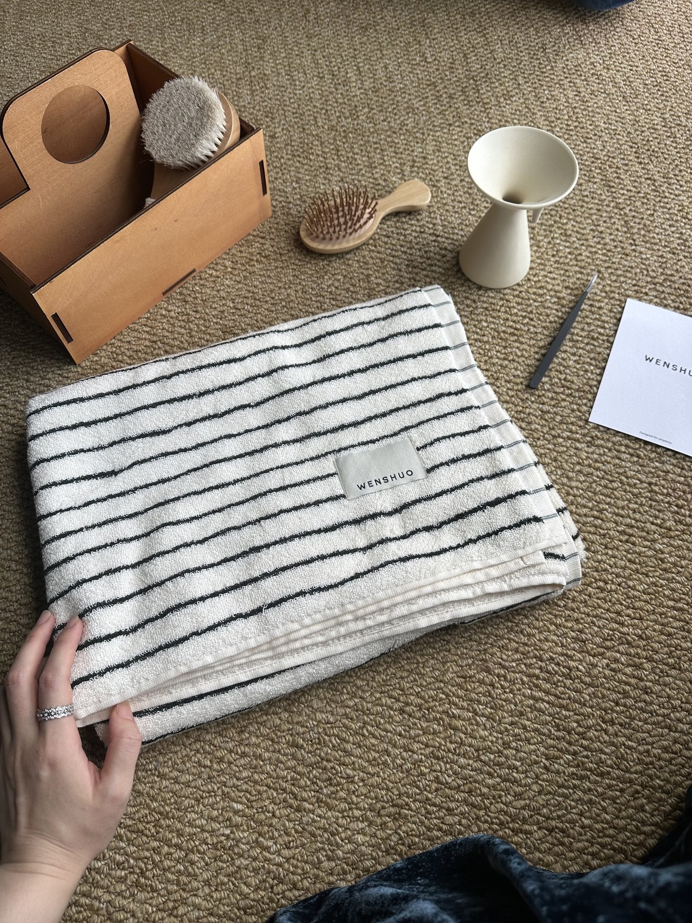 Striped Towel with Room Left to Use