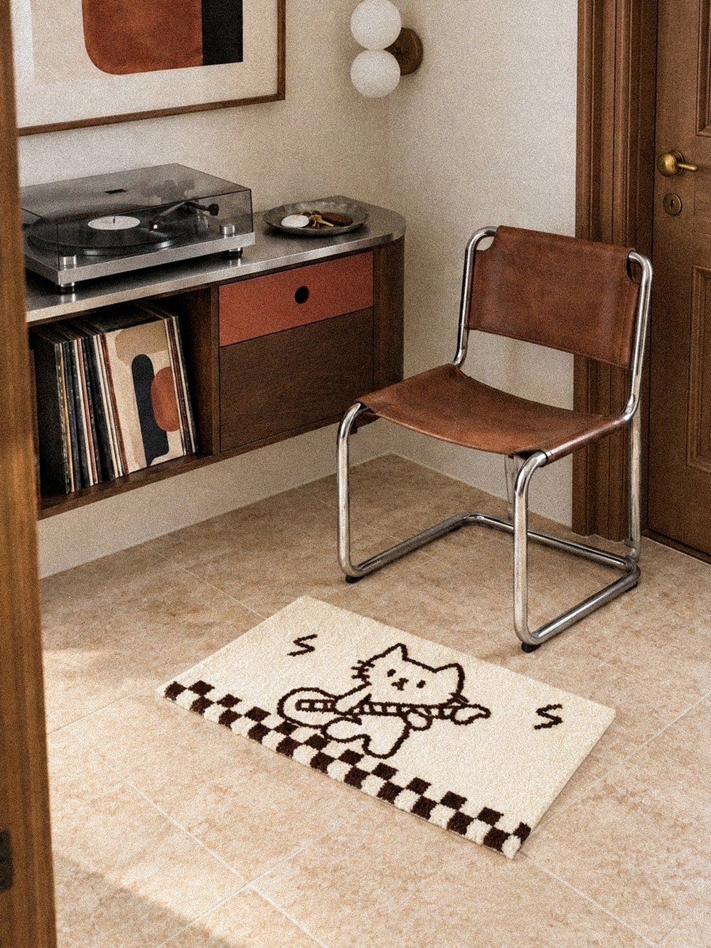 Rocky Cat Rug - styled view