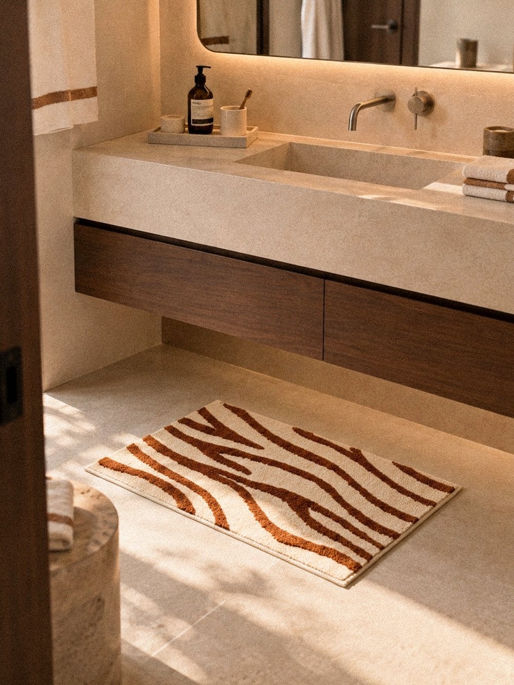 Tora Wild Pattern Plush Rug - styled view