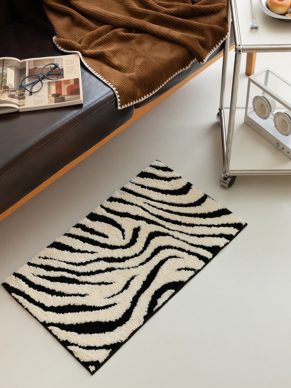 Zebra Pattern Rug - styled view