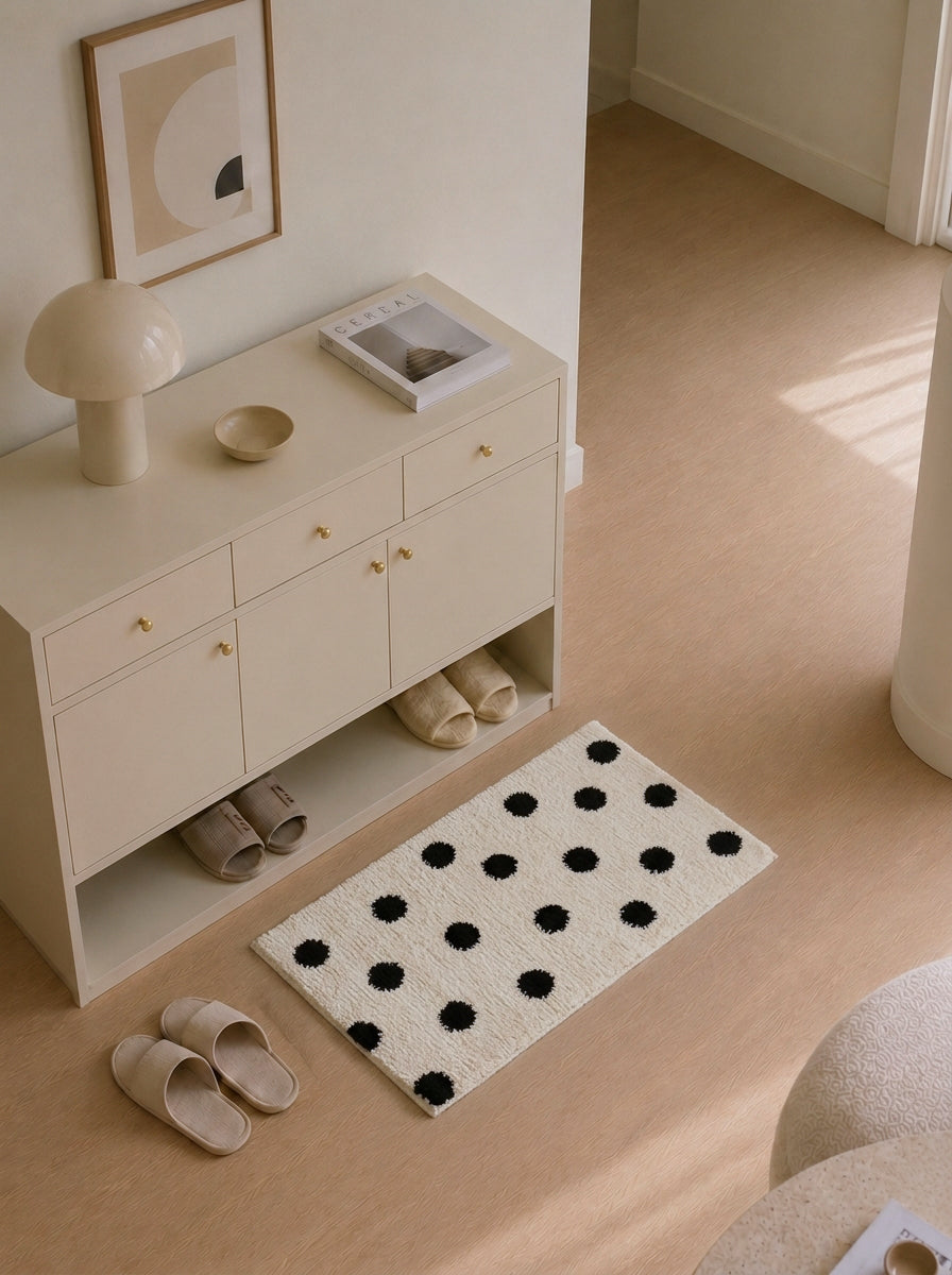 Dotty Polka Dot Square Rug (Ivory)