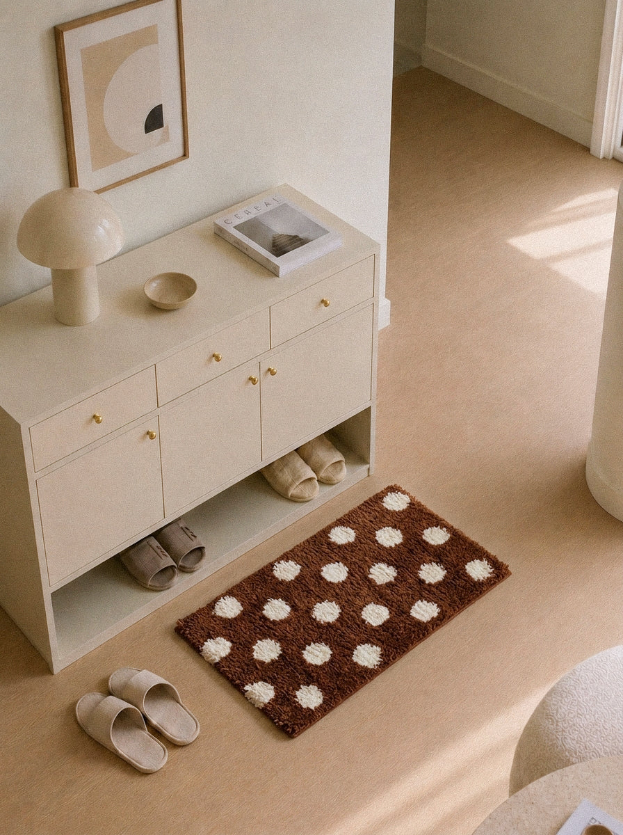 Dotty Polka Dot Square Rug (Cocoa)