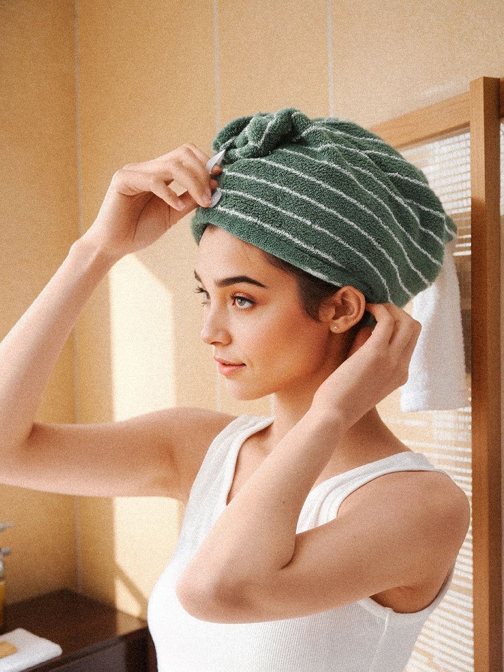 Stripe Quick-Dry Hair Cap