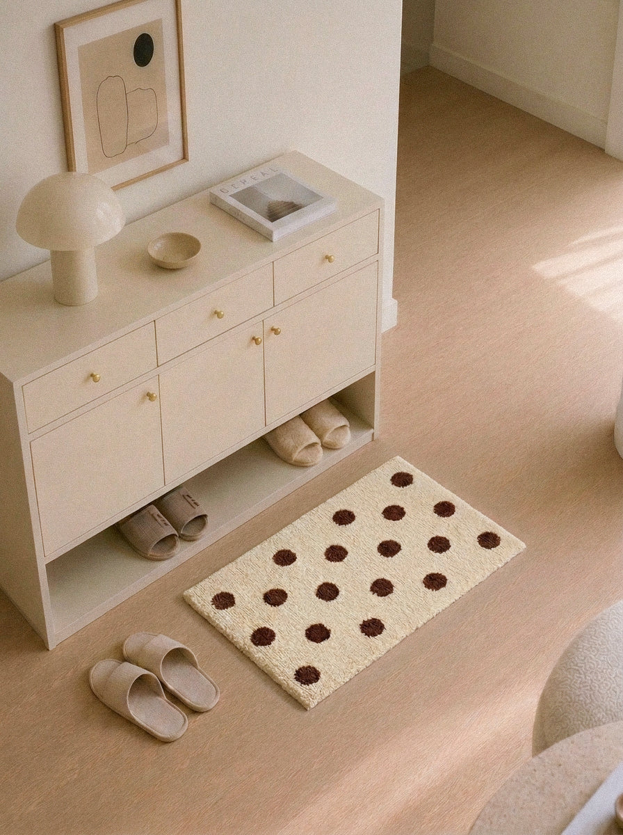 Dotty Polka Dot Square Rug (Butter Yellow)
