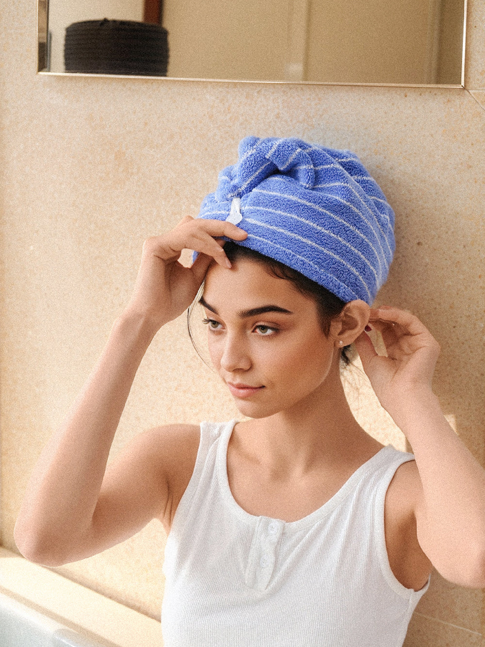 Stripe Quick-Dry Hair Cap