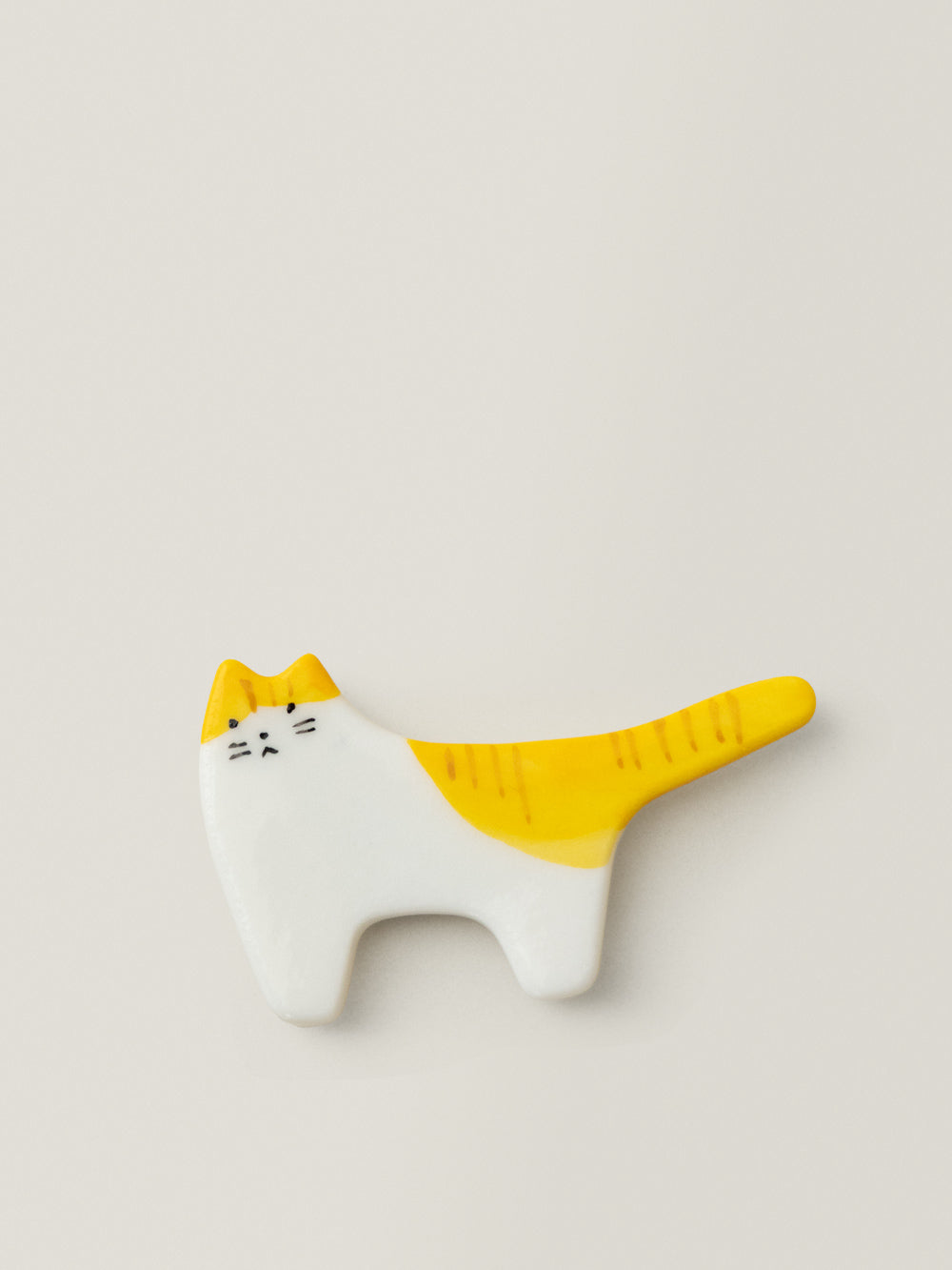 Sunny Yellow-Tailed Cat Ceramic Brooch