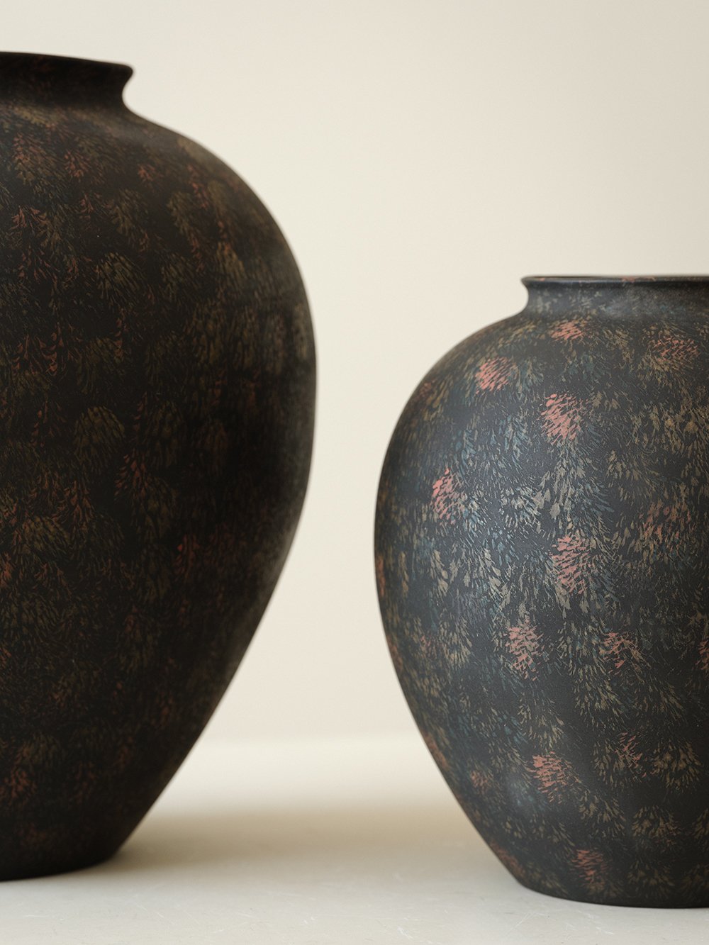 Smoky Black Rounded Ceramic Vase - view 2