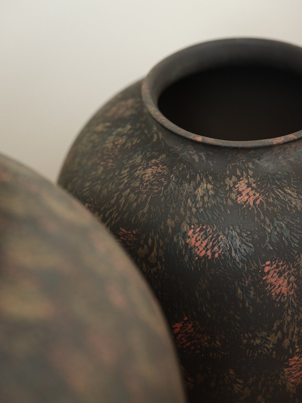 Smoky Black Rounded Ceramic Vase - view 3