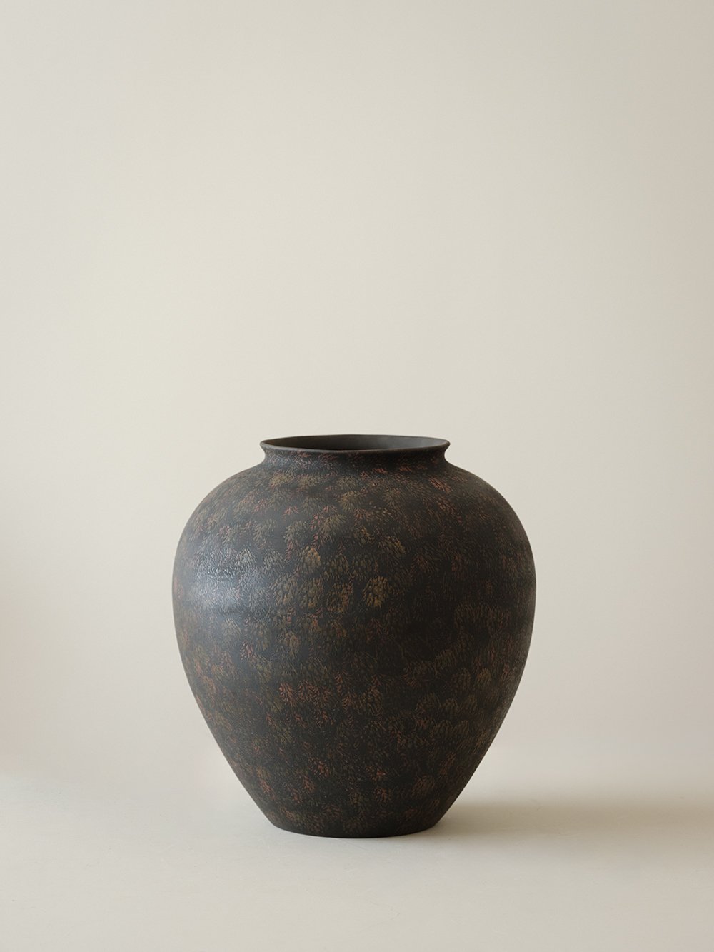 Smoky Black Rounded Ceramic Vase - Large