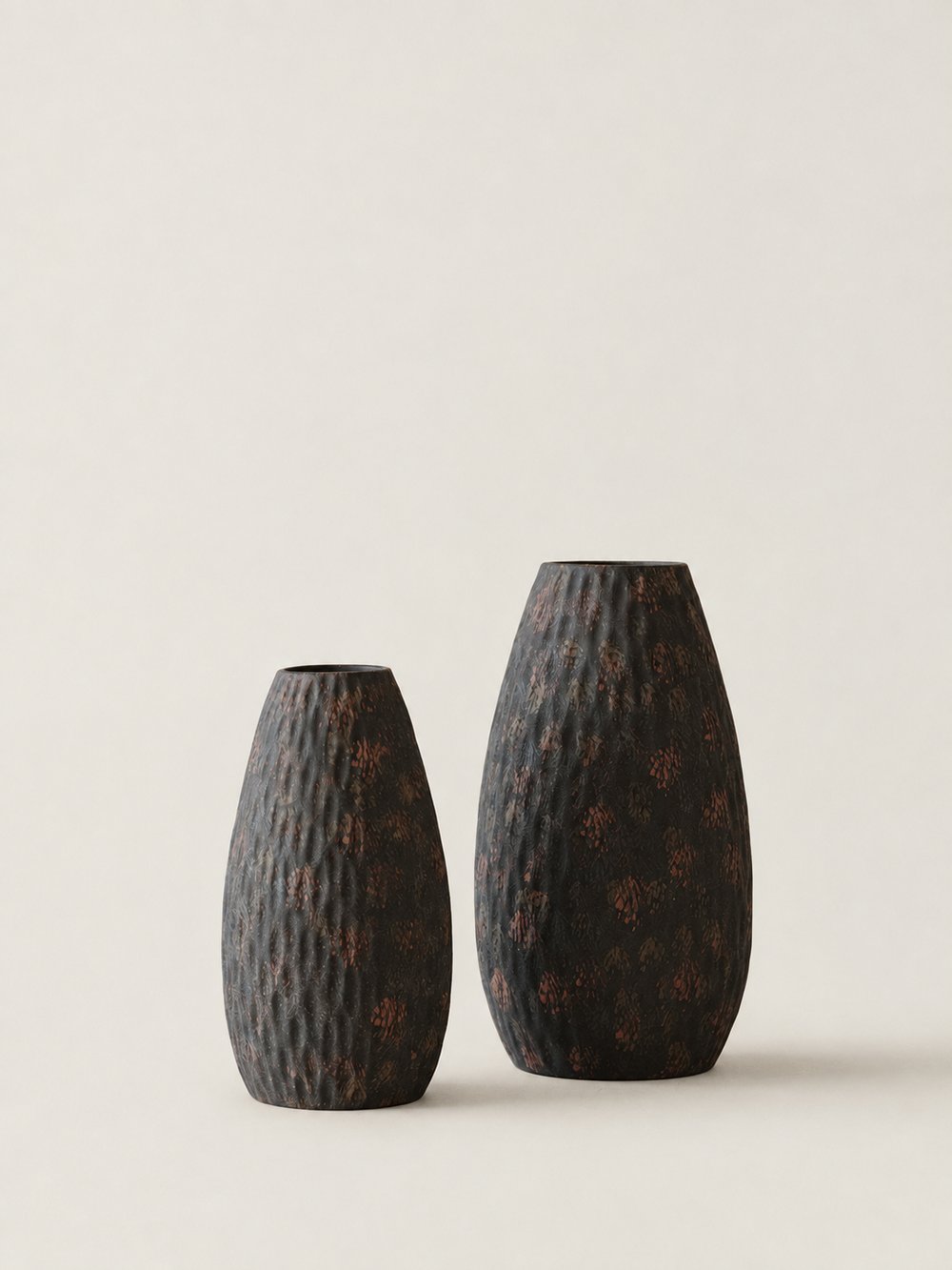 Smoky Black Droplet-Textured Ceramic Vase - view 1