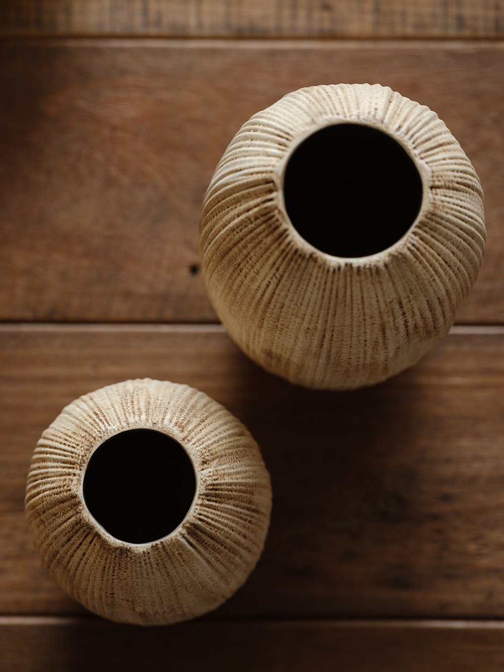 Stone Ribbed Ceramic Vase - view 2
