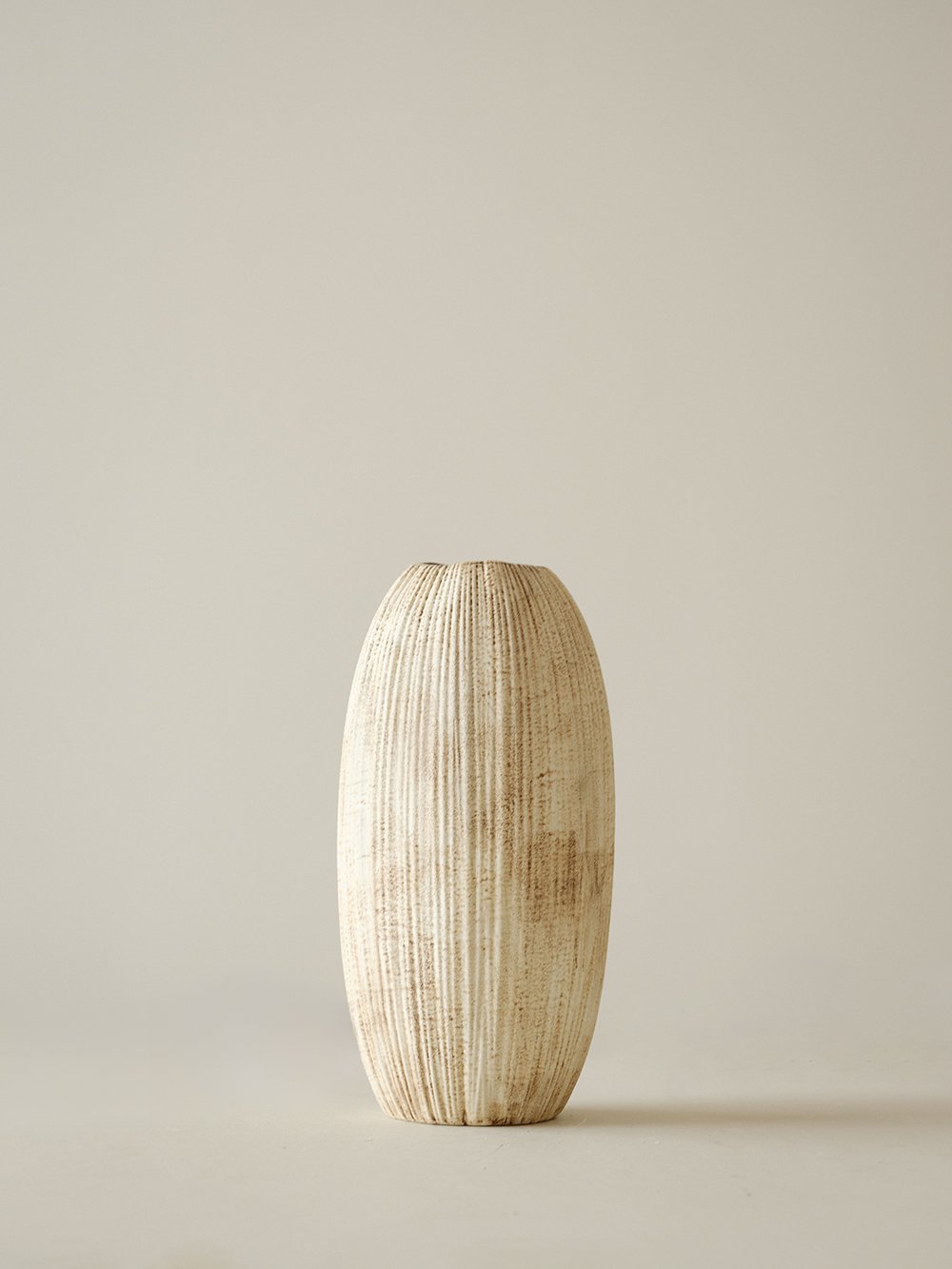 Stone Ribbed Ceramic Vase - Large
