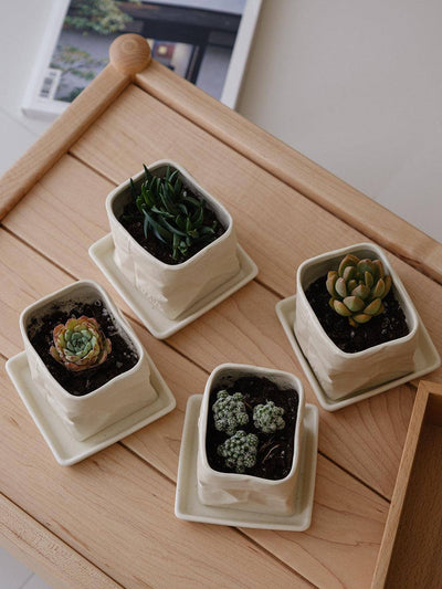 Paperbag Ceramic Flowerpot - WENSHUO