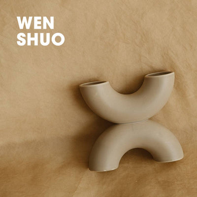 X Shape Abstract Splice Vase，Ceramic Ornament for Home - WENSHUO