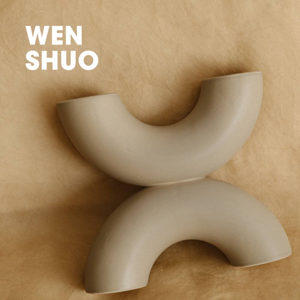 X Shape Abstract Splice Vase，Ceramic Ornament for Home - WENSHUO
